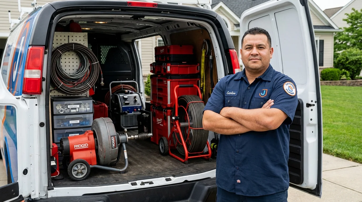 Professional drain cleaning equipment and Johns Plumbing LLC plumber in Lake Saint Louis