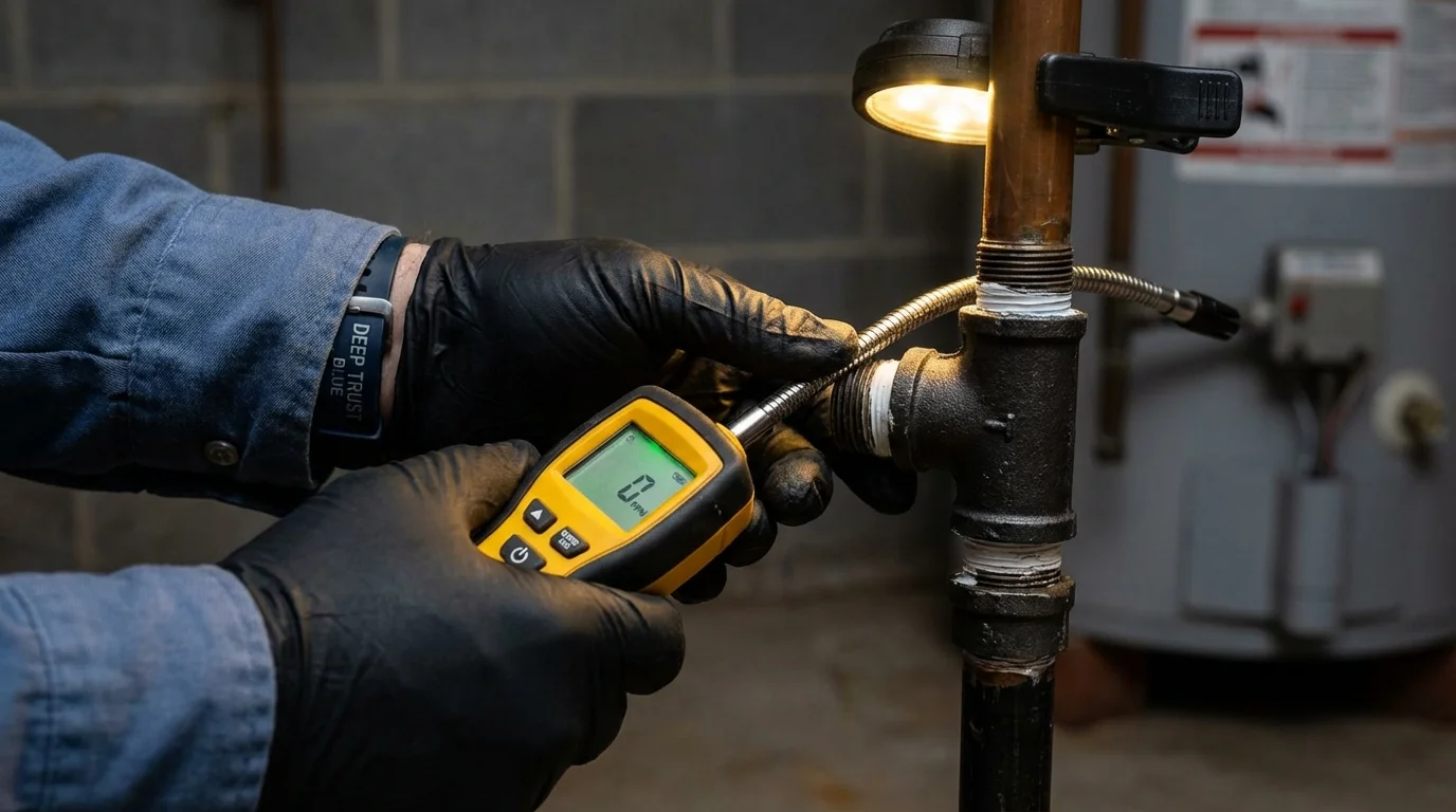 Gas leak detection with electronic sniffer by Johns Plumbing LLC in Lake Saint Louis