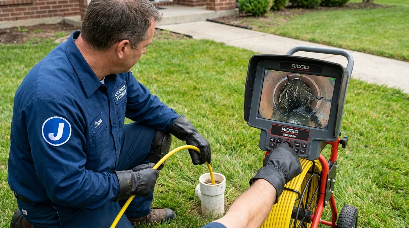 Sewer camera inspection being performed by Johns Plumbing LLC in Lake Saint Louis